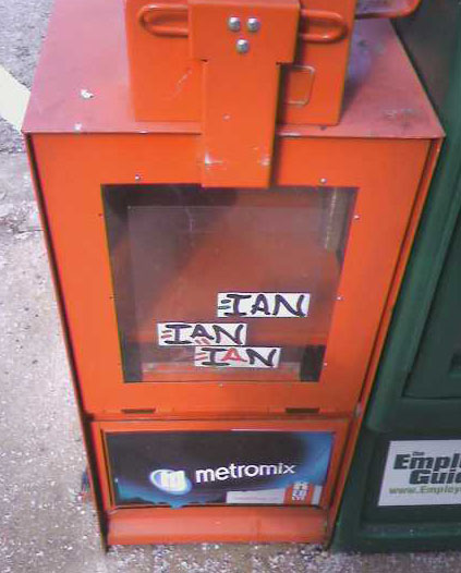 Found on a newspaper distribution box outside the Rogers Park Post Office, on W. Devon Ave.