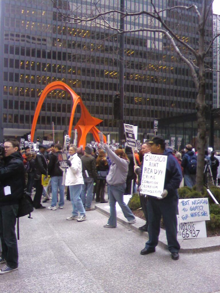 Protesters oppose the idea that Chicago should host the 2016 Olympics.