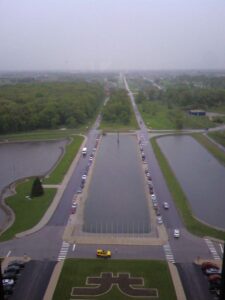The view from the 15th floor of the main Fermi Lab building
